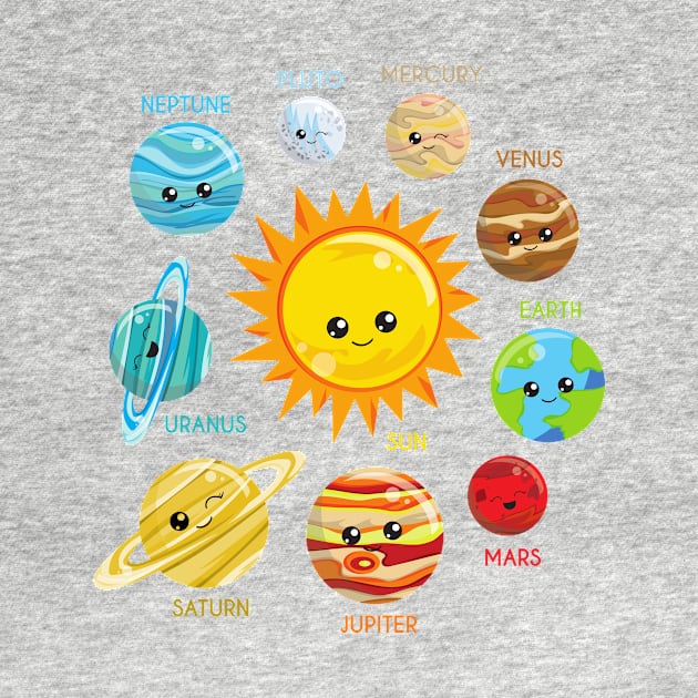 Cute Planets, Solar System, Space, Cosmos, Galaxy by Jelena Dunčević